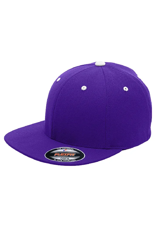 mens hats with artistic patterns-Team 365 Mens Moisture Wicking Stretch Fit Hat - Purple/White