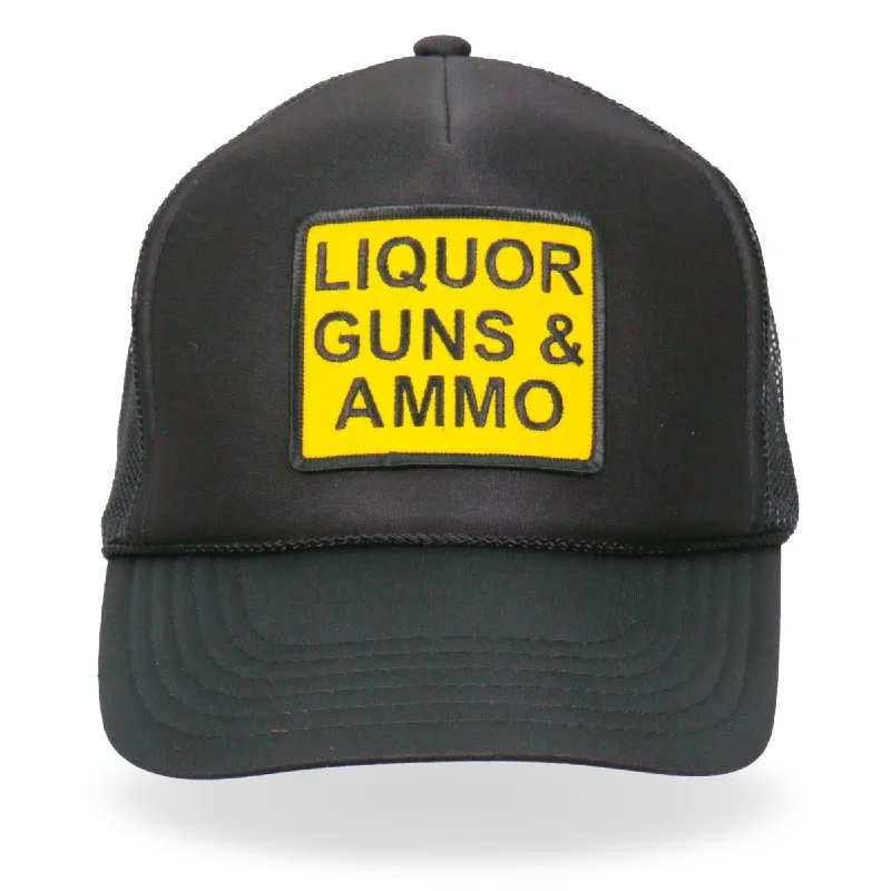 Beanies for teens-Hot Leathers GSH1033 Liquor Guns Ammo Trucker Hat