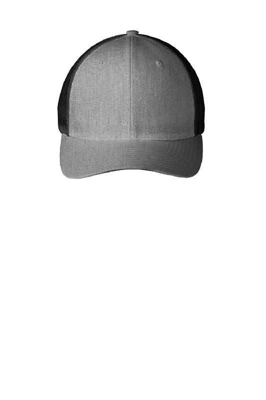 mens hats for oyster fishing-Port Authority Mens Stretch Fit Hat - Heather Grey/Black