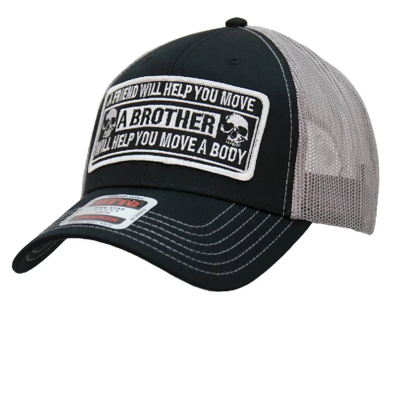 Beanies for cool mornings-Hot Leathers Move A Body Black And Grey Trucker Hat  GHS1046