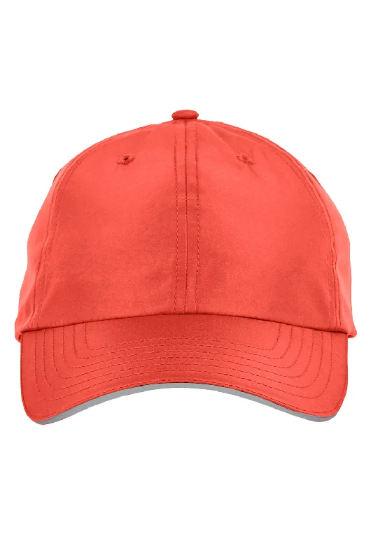 mens hats in coral-Core 365 Mens Pitch Performance Moisture Wicking Adjustable Hat - Campus Orange