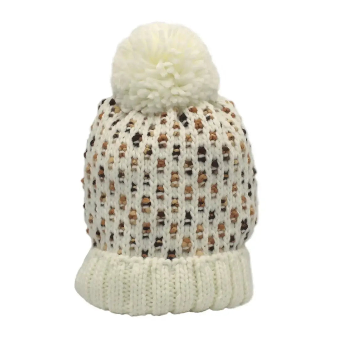 Beanies with solid colors-Heather Carrie Flecked Beanie Hat with Bobble