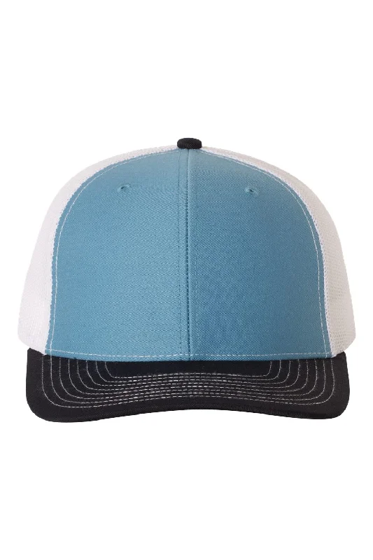 mens hats in sateen-Richardson Mens Snapback Trucker Hat - Columbia Blue/White/Navy Blue