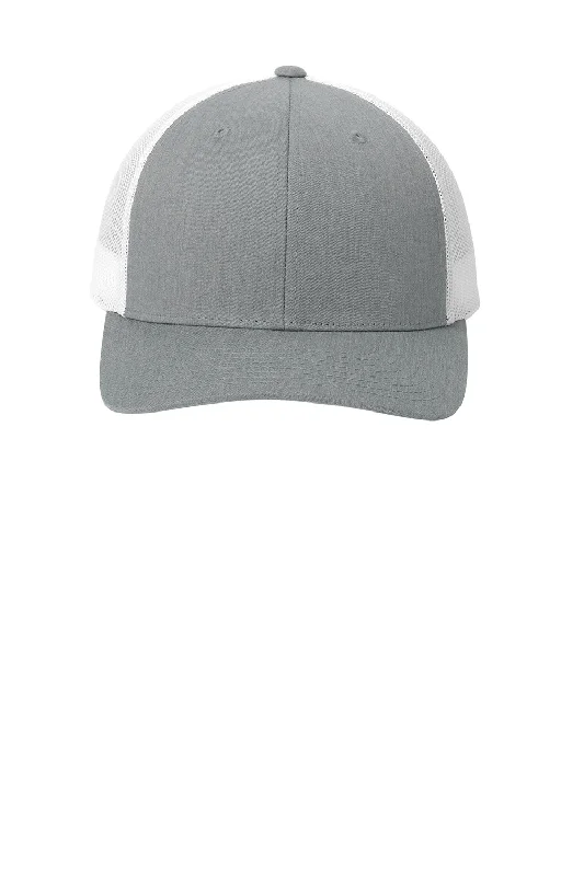 mens hats for coastal trips-Sport-Tek Mens Adjustable Trucker Hat - Heather Grey/White