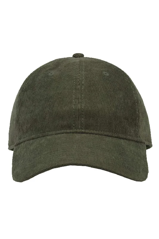 mens hats in poplin-The Game Mens Relaxed Corduroy Adjustable Hat - Light Olive Green