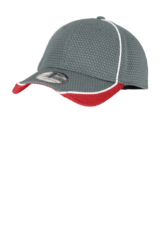 mens hats for sole fishing-New Era Mens Moisture Wicking Stretch Fit Hat - Graphite Grey/Red/White