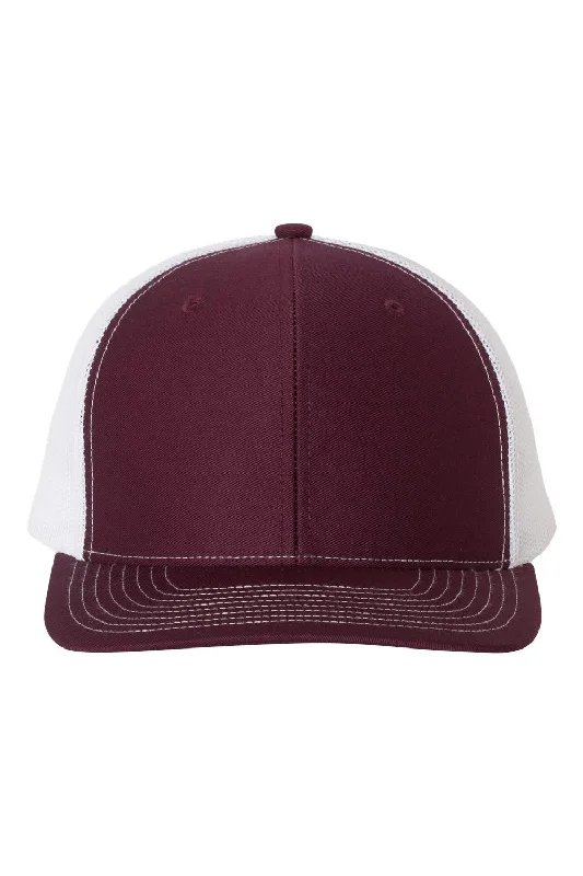 mens hats with pastel colors-Richardson Mens Snapback Trucker Hat - Maroon/White