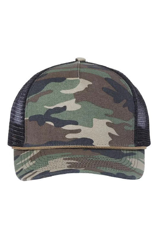 mens hats for barracuda fishing-Dri Duck Mens Retro Rope Moisture Wicking Snapback Hat - Camo/Black/Khaki