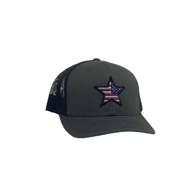 mens hats with modern patterns-Oil Field Hats Men's Usa Night Star Black Cap