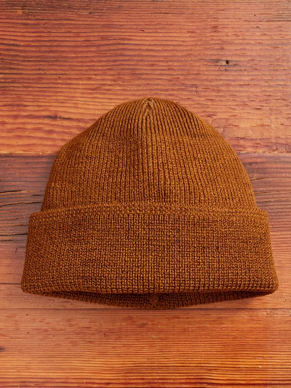 Wool Hats for warm ridges-Wool Knit Watch Cap in Whiskey