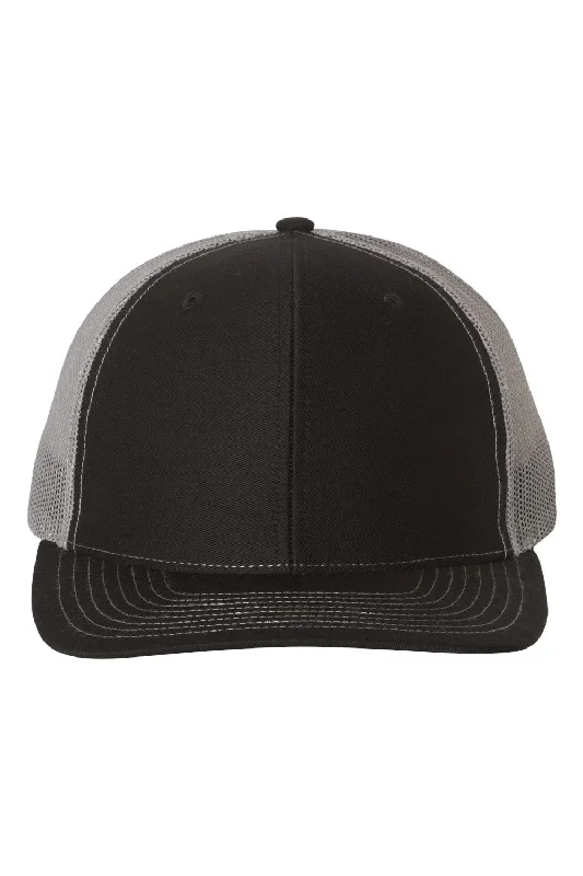 mens hats in ivory-Richardson Mens Snapback Trucker Hat - Black/Charcoal Grey