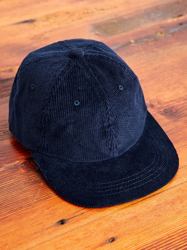 Beanies for casual trips-6-Panel Corduroy Cap in Navy