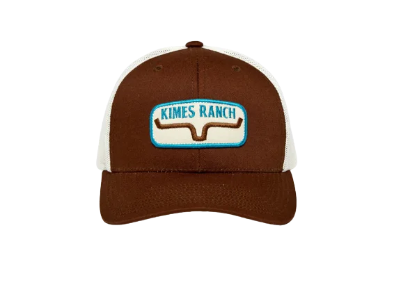 mens hats for rock climbing-Kimes Ranch Men's Rolling Trucker Brown Hat