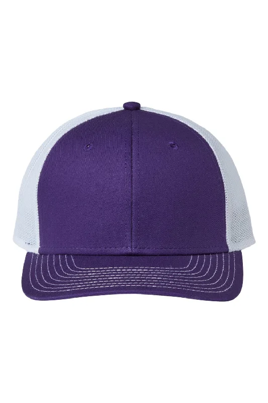 mens hats with metallic tones-The Game Mens Everyday Snapback Trucker Hat - Purple/White