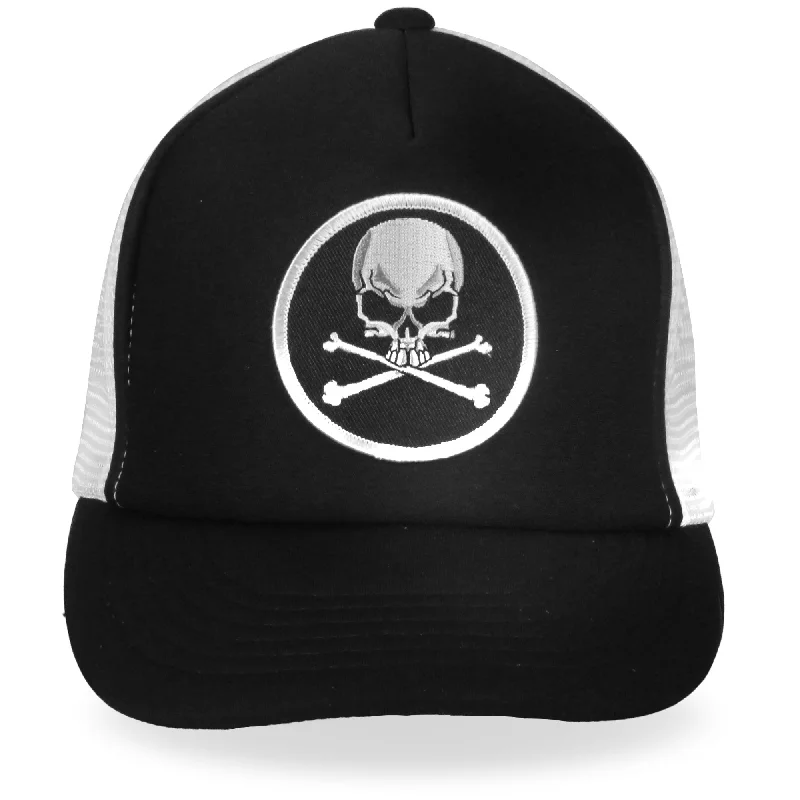 Beanies for hipsters-Hot Leathers GSH1008 Skull and Cross Bones Black and White Trucker Hat