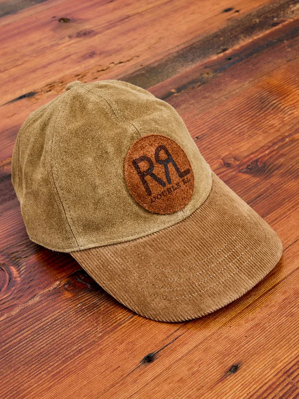 Beanies with team logos-Ranch Logo Suede Cap in Tan