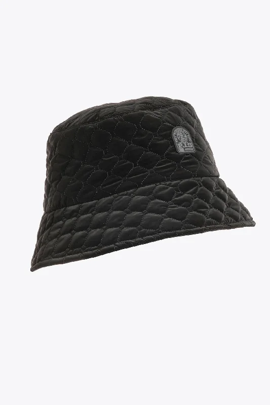 Bucket hats with custom embroidery-PUFFER - BUCKET QUILT HAT Black