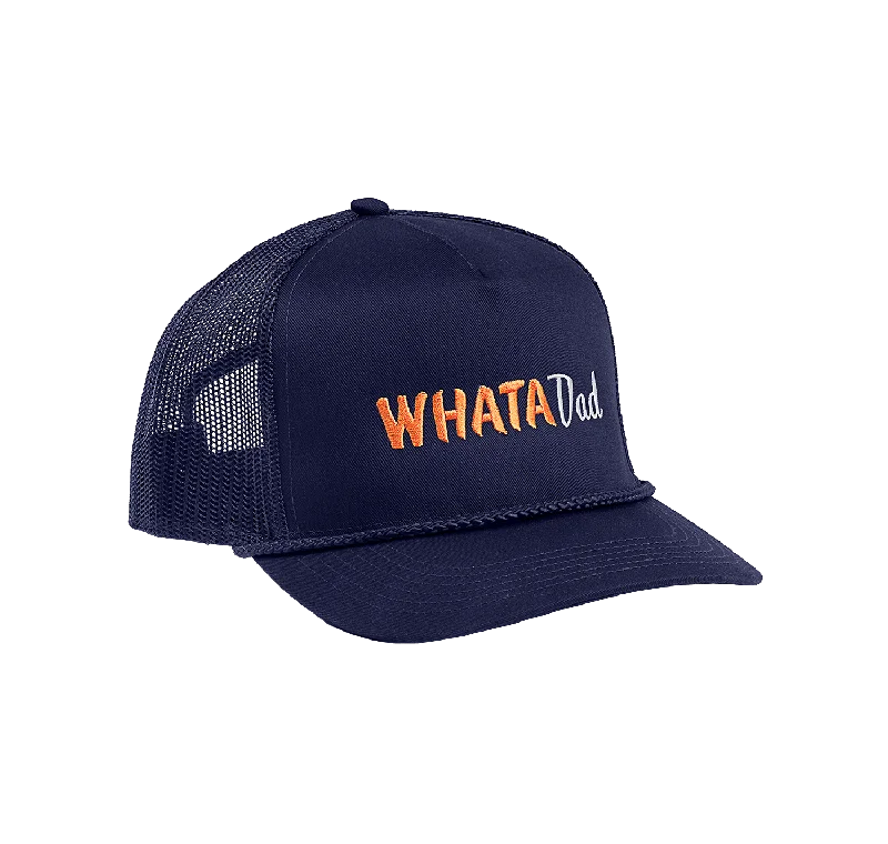 Beanies with playful prints-WhataDad Navy Trucker Hat