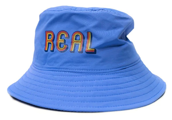 Bucket hats for sunny hikes-REAL Rainbow Logo Nylon Bucket Hat-Lapis