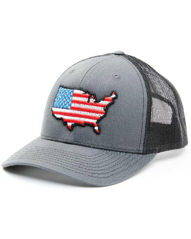 mens hats for canoeing-Oil Field Hats Men's Gray Flag Patch Mesh-Back Ball Cap