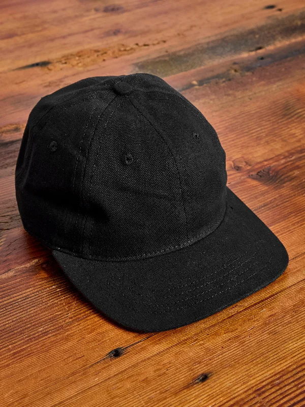 Baseball caps branded logo-Baseball Hat in Black Denim