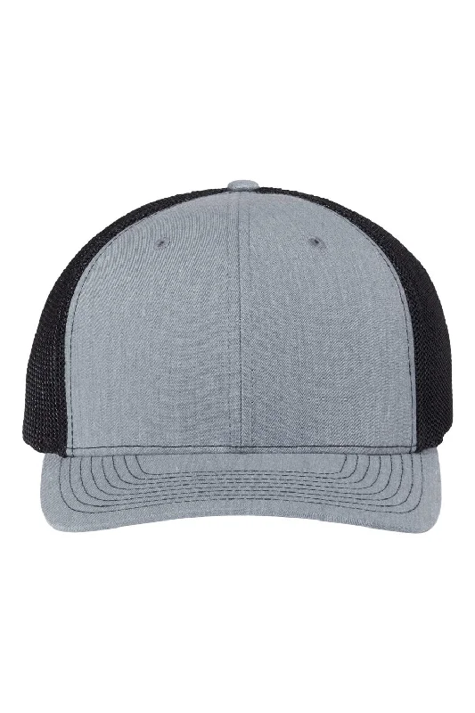 mens hats for small heads-Richardson Mens 112+ R-Flex Adjustable Trucker Hat - Heather Grey/Black