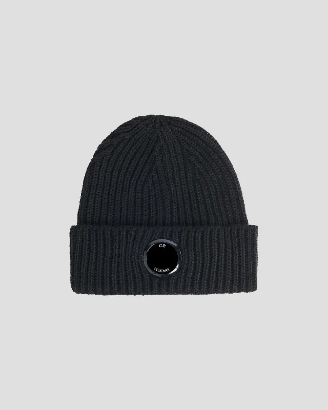 Wool Hats with seed stitches-Extra Fine Merino Wool Beanie Black