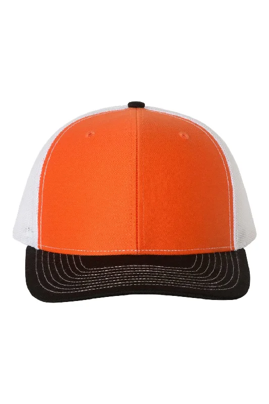 mens hats in vintage style-Richardson Mens Snapback Trucker Hat - Orange/White/Black