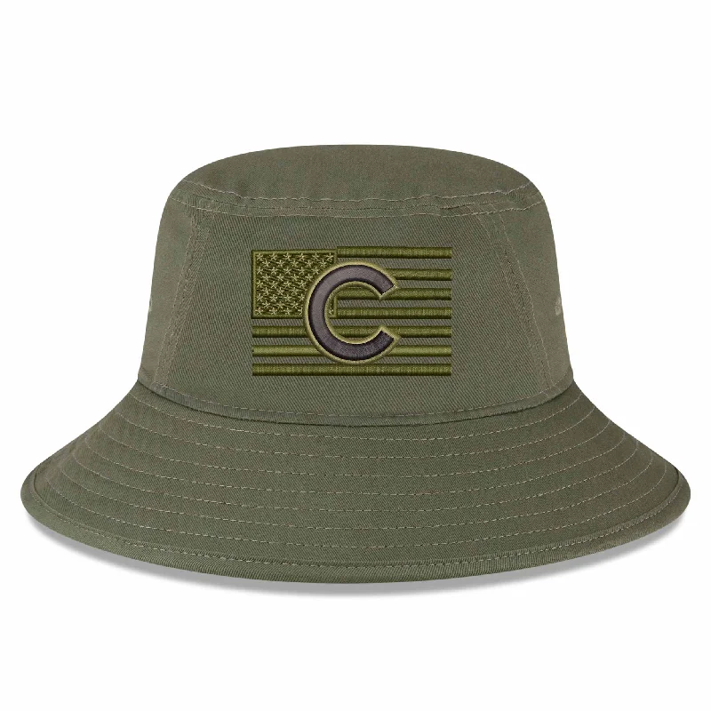 Bucket hats with plaid pattern-Chicago Cubs 2023 Armed Forces Day Bucket Hat