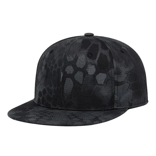 mens hats with UV protection-Men's Hip Hop Geometric Printed Black Cap