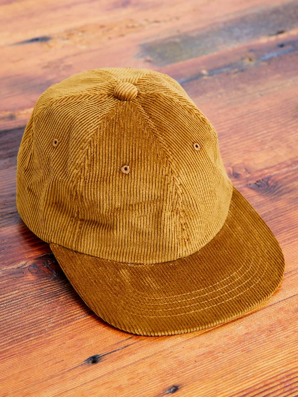 Beanies for chilly runs-6-Panel Corduroy Cap in Golden Brown