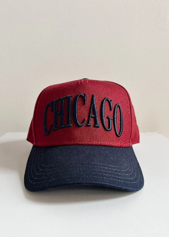 Baseball caps steampunk-Chicago Puff Baseball Cap - Burgundy & Navy