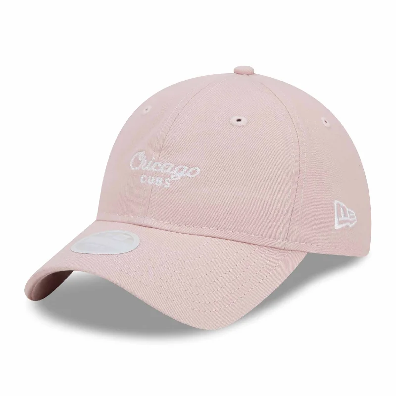 Womens hats for evening wear-Chicago Cubs Women's 920 Throwback Bullseye Script Pink Cap