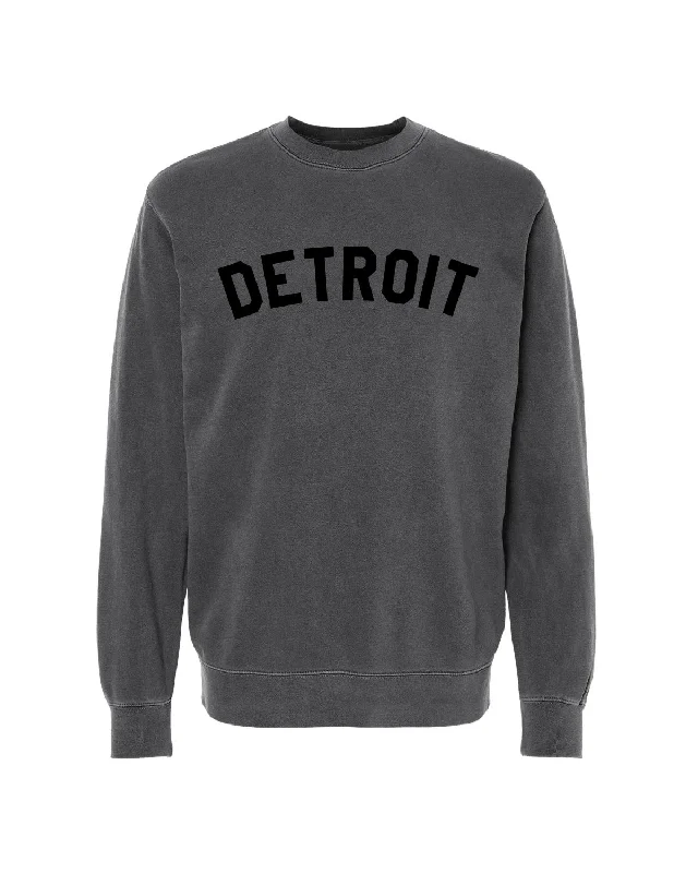 mens hats with bright colors-Ink Detroit - Pigment-Dyed Crewneck Sweatshirt - Black