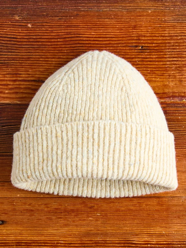 Wool Hats with braid bands-"Out of the Blue" Wool Beanie in Ecru