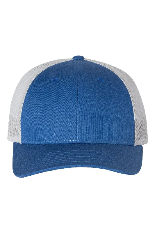 mens hats in coral stone-Richardson Mens Snapback Trucker Hat - Heather Royal Blue/Silver Grey