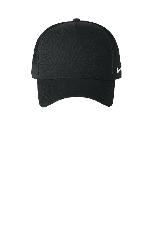 mens hats with stretch fit-Nike Mens Mesh Snapback Trucker Hat - Black - New