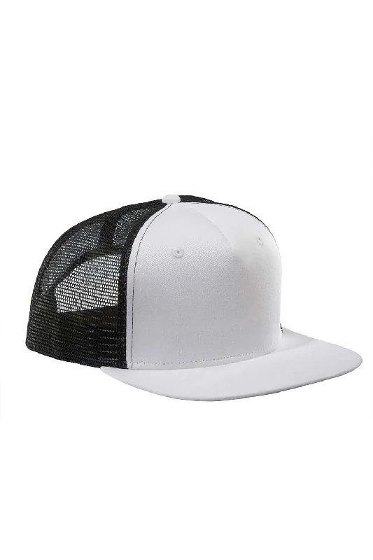 mens hats in rust-Big Accessories Mens Surfer Adjustable Trucker Hat - White/Black