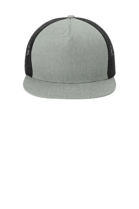 mens hats in plum-Sport-Tek Mens Adjustable Trucker Hat - Heather Grey/Black