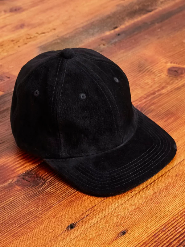 Beanies for outdoor vibes-6-Panel Suede Cap in Black