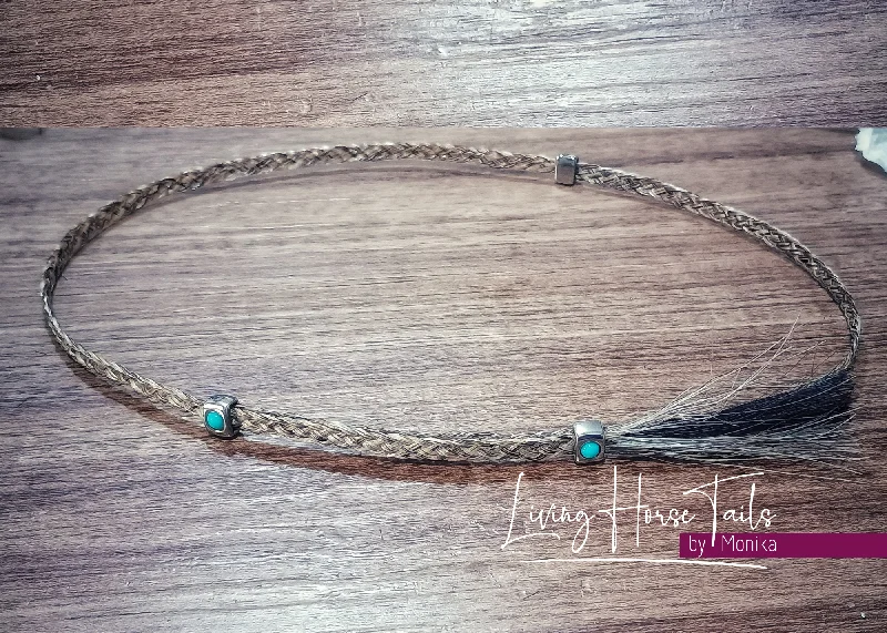 Elastic headbands for kids-Thin Horsehair or Cattle Braided Hatband with adjustable sliding Tassle