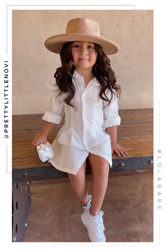 Colorful headbands for kids-Mini Primavera Kids Flat Brim Hat - Nude