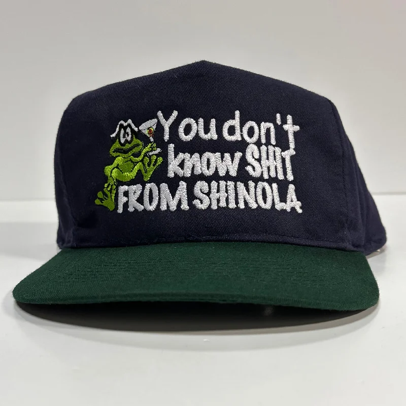 Baseball caps tote bag-You Don’t Know Shit From Shinola Vintage Navy Blue Crown Strapback Baseball Cap Hat Custom Embroidered