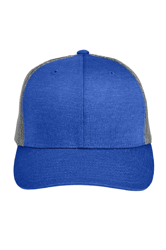 mens hats with mixed patterns-Team 365 Mens Zone Sonic Moisture Wicking Snapback Hat - Heather Royal Blue/Graphite Grey