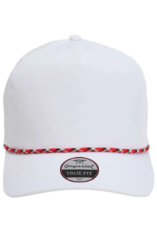 mens hats with fitted crown-Imperial Mens The Wrightson Moisture Wicking Snapback Hat - White/Red-Black