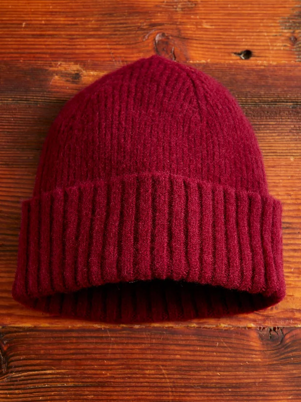 Wool Hats for winter trails-"King Jammy" Wool Beanie in Bordeaux