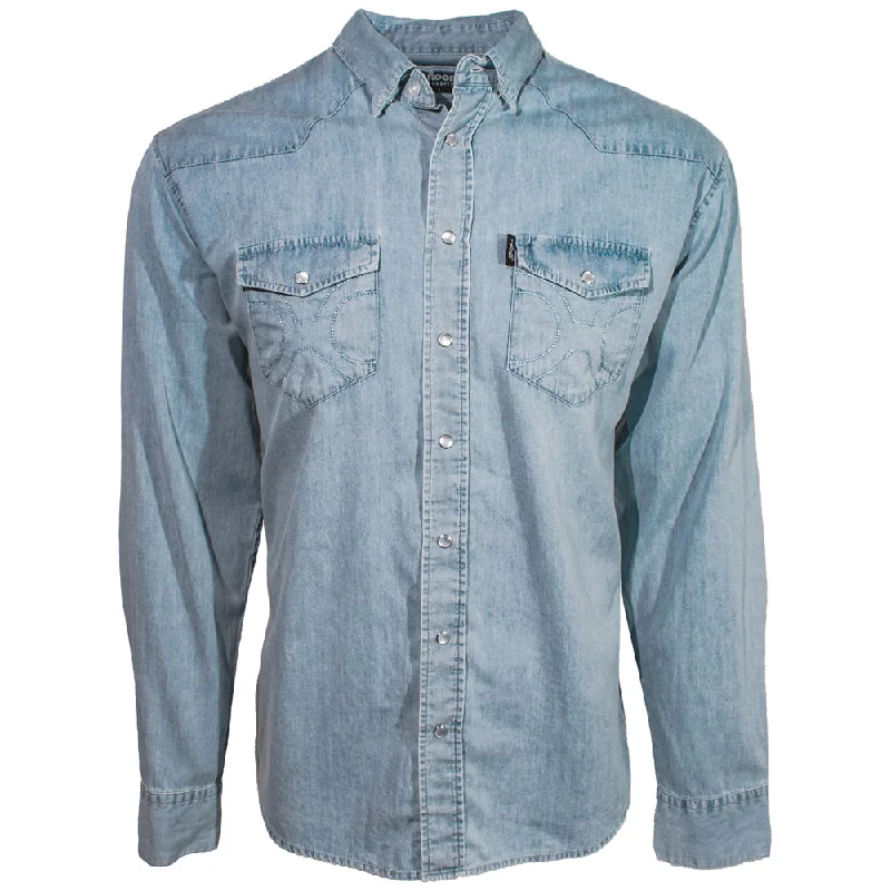 mens hats with funky patterns-Men's Chambray Denim Long Sleeve Shirt