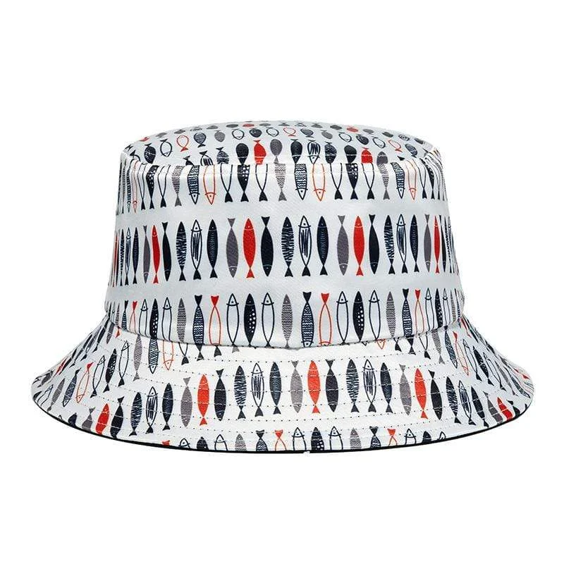 mens hats for weekend trips-Men's Hip Hop Fish Printed Hat