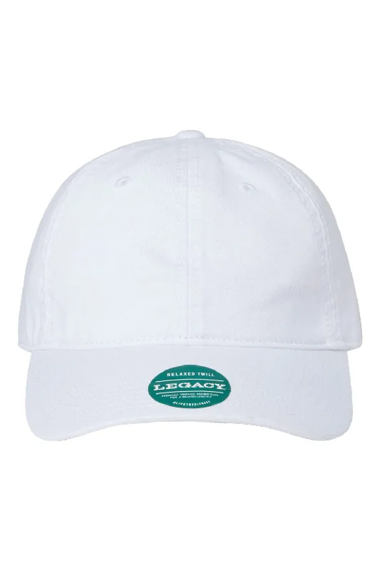 mens hats in gabardine-Legacy Mens Relaxed Twill Adjustable Dad Hat - White