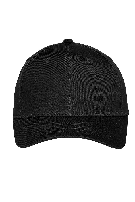 mens hats with vivid tones-Port Authority Mens Moisture Wicking Adjustable Hat - Black